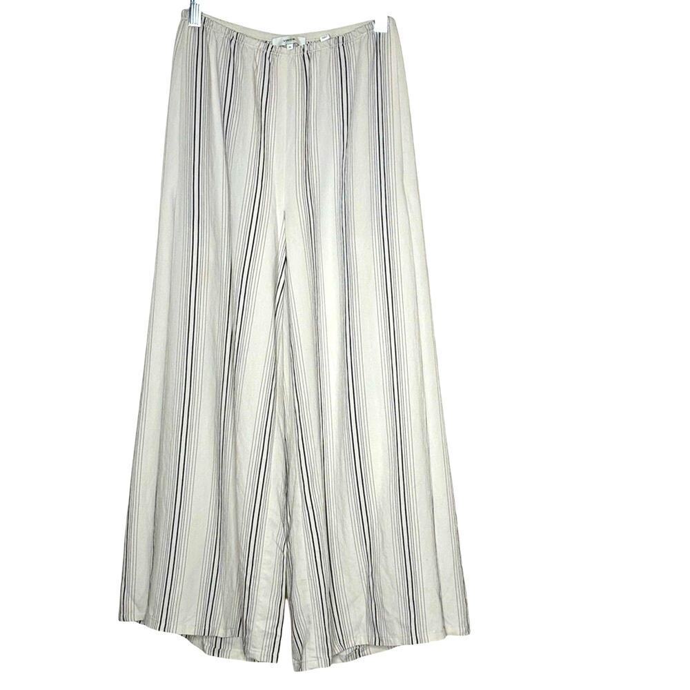 Vince Wide Leg Bone & Black Strip Drapey Culottes Pants Size XS